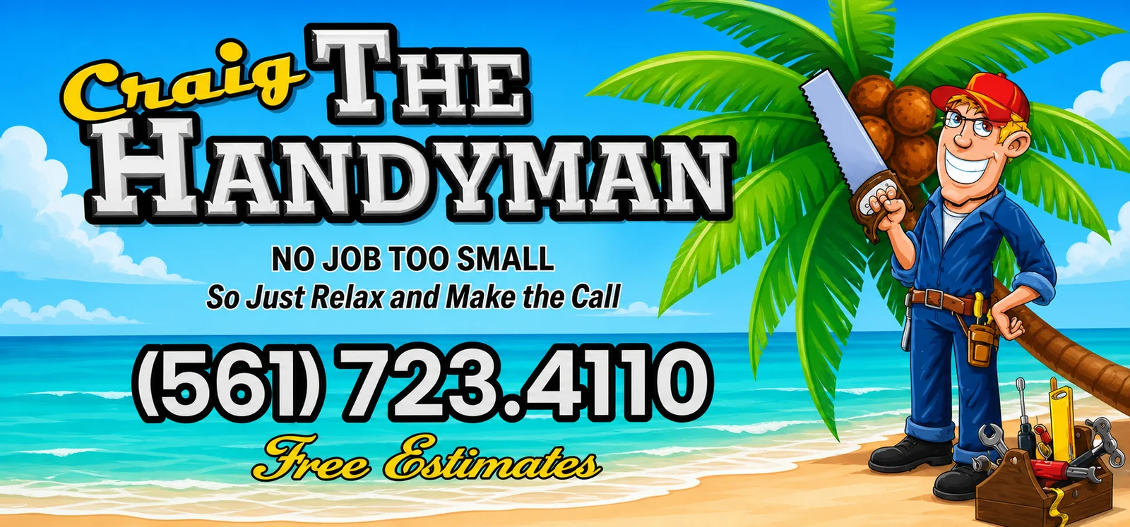 Craig The Handyman work van displaying the company name and phone number